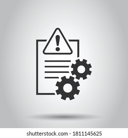 Document error icon in flat style. Broken report vector illustration on white isolated background. Damaged business concept.