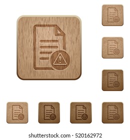 Document error icons in carved wooden button styles