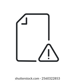 Document error thin line icons. Perfect pixel on transparent background