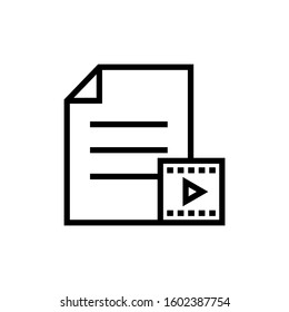Document extension file format movie page video icon in outline style on white background, Vector icon