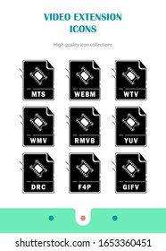 Document extension file format movie page video icon