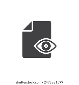 Document with an eye vector icon. filled flat sign for mobile concept and web design. Document Preview glyph icon. Symbol, logo illustration. Vector graphics