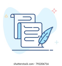Document With Feather line illustration