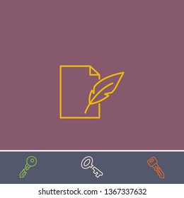 document feather pen vector line icon.Basic element illustration.document feather pen vector outline symbol design.Bonus broken key graphic concept