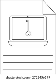 Document features laptop with heartshaped key blank lines for text