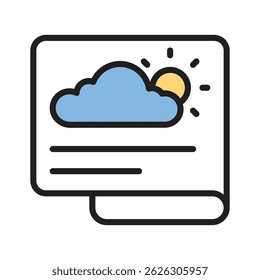 A document featuring a cloud and sun, symbolizing weather forecasts