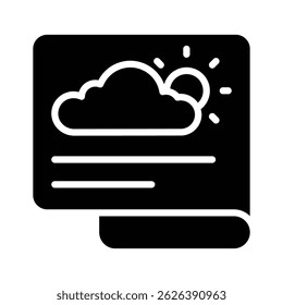 Um documento que apresenta uma nuvem e um sol, simbolizando as previsões meteorológicas
