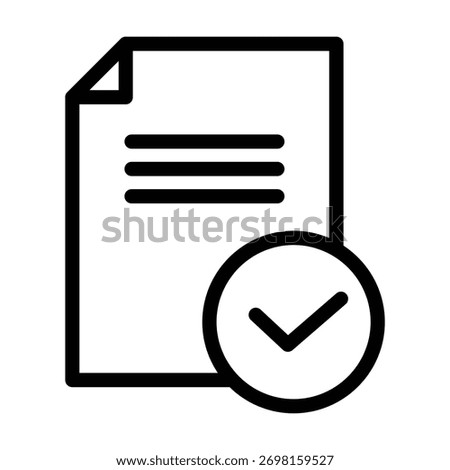 document featuring filled text lines and a checkmark inside a circle outline icon vector design good for web or mobile app