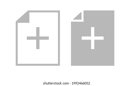 Document file with add plus icon. Add file. New document. Upload file, paper or document for web. Illustration vector