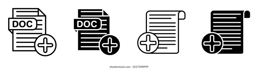 Conjunto de Ícones de Adição de Documento e Arquivo