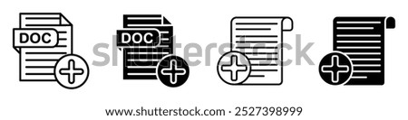 Document and File Addition Icons Set
