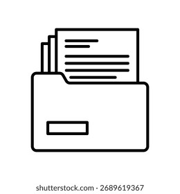 Ícone de arquivamento de documento ou arquivo organizado em uma pasta