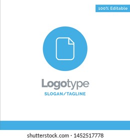 Document, File, Basic, Ui Blue Solid Logo Template. Place for Tagline