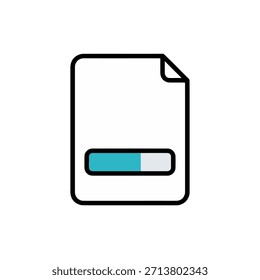 Archivo de documento con barra azul en la parte inferior. Estado de archivo Nuevo, de borrador o de sección de pie de página, Vector de contorno plano.