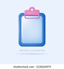 Document, file, clipboard, checklist icon. 3d realistic vector illustration