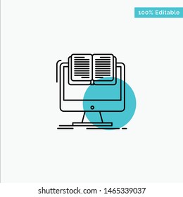 Document, File, Computer, Cv, Book turquoise highlight circle point Vector icon. Vector Icon Template background