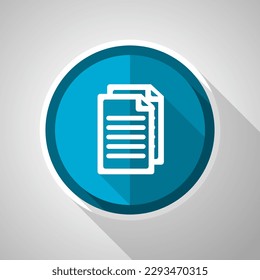 Document, file, copy symbol, flat design vector blue icon with long shadow