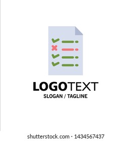 Document, File, Education Business Logo Template. Flat Color