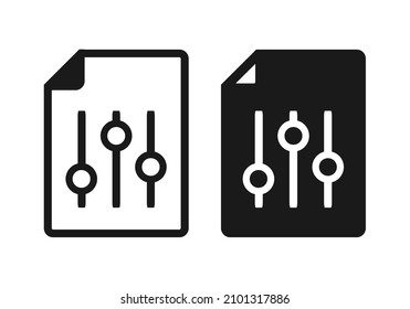 Música de audio del ecualizador de archivos de documento. Vector de ilustración