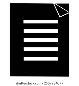 Document File and Folder Icon. black and white, geometric shapes, horizontal white bars, rectangular composition, high contrast, abstract art, simple lines, negative space, modern aesthetic.