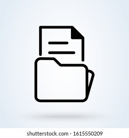 document file and folder. Simple vector modern icon design illustration.