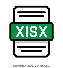 Document file format Xlsx spreadsheet icon. with outline and color in the middle. Vector illustration