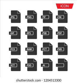 Document File Formats icon vector isolated photo file symbols on white background.