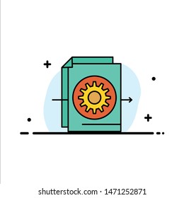 Document, File, Gear, Settings  Business Flat Line Filled Icon Vector Banner Template. Vector Icon Template background