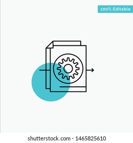 Document, File, Gear, Settings turquoise highlight circle point Vector icon. Vector Icon Template background