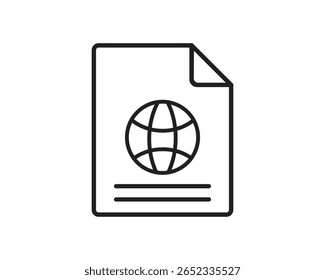 ícone de glifos do globo do arquivo de documento