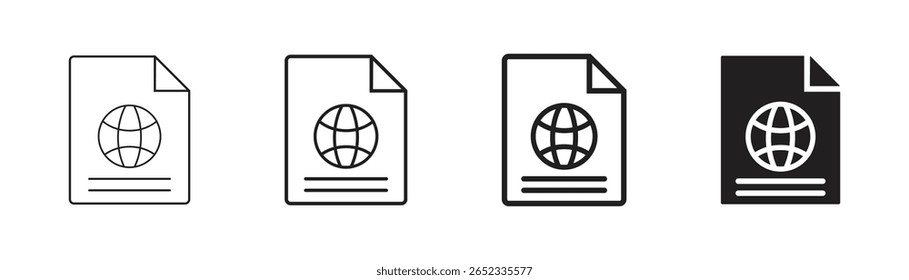 ícone de glifos do globo do arquivo de documento