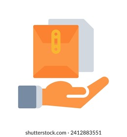 archivo de documento e icono de mano esquema de estilo negro. Iconos comerciales y financieros