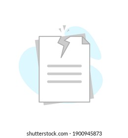 document file has been corrupted concept illustration flat design icon, sign, symbol. stock vector eps10. simple and modern style graphic element for landing page, empty state ui with soft colors