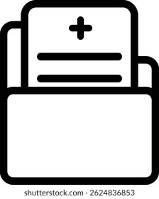 Archivo de documento con símbolo de cruz de corazón, diseño de icono de esquema médico o de atención médica