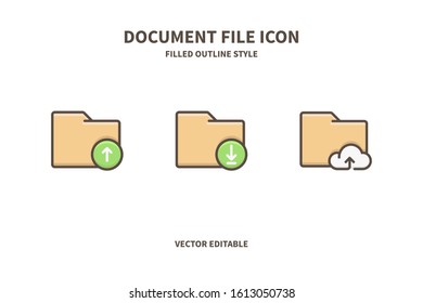 Document FIle Icon Pack V.3 with Filled Outline Style, Vector Editable