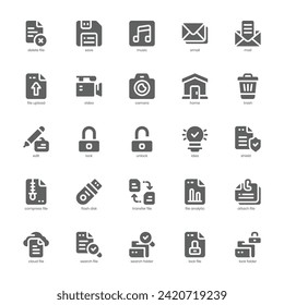 Document File icon pack for your website, mobile, presentation, and logo design. Document File icon glyph design. Vector graphics illustration and editable stroke.