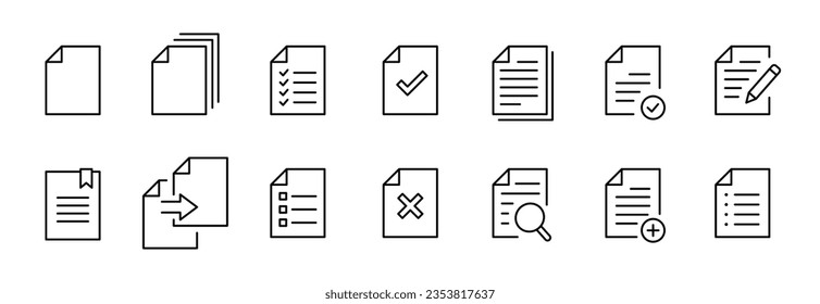 Document, file icon. Paper document, file vector icon collection. EPS 10