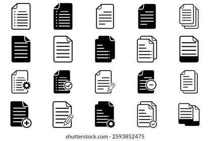Document, file icon. Paper document, file vector icon  with pencil icon set.