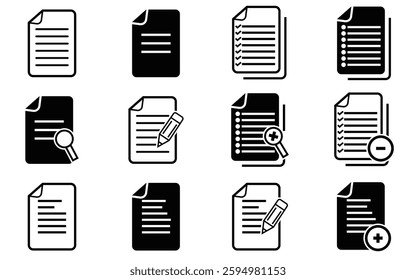 Document, file icon. Paper document, file vector icon  with pencil icon set.