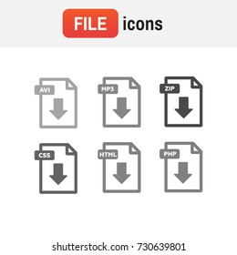 document file icon set. File Icons vector
