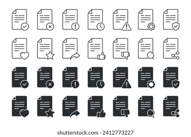 Symbol für Dokumentdatei gesetzt. Illustrationsvektor