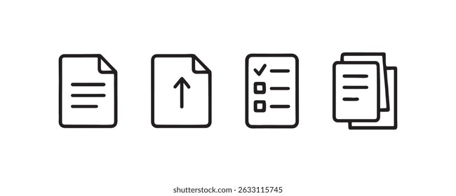 Conjunto de iconos de documento y archivo en el Vector de estilo de esquema