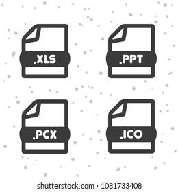 Document file icons. Download XLS, PPT, PCX and ICO symbol sign. Web Buttons.