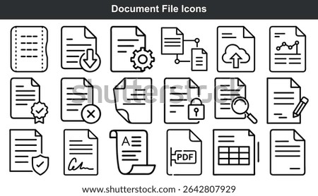 Document File Icons Set Black White