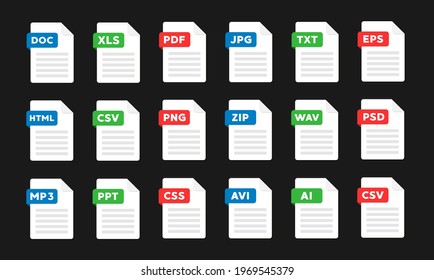 Document file icons vector set