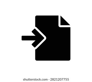 Document file with import arrow for data input and storage concept