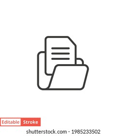 Document file line icon. Simple outline style. Collect, account, statement, bank, data, email, file, open folder concept. Vector illustration isolated on white background. Editable stroke EPS 10.