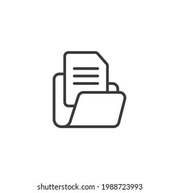 Document file line icon. Simple outline style. Collect, account, statement, bank, data, email, file, open folder concept. Vector illustration isolated on white background. Thin stroke EPS 10.