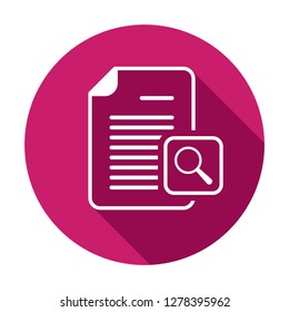 Document file magnifier magnifying glass page icon. Vector icon