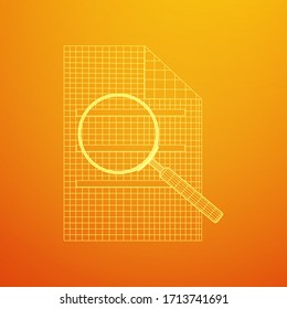 Document file with magnifying glass. Business search concept. Wireframe low poly mesh vector illustration